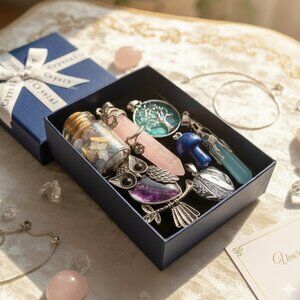 Boho Assorted Gemstone Necklace Charms Crystal Owl Tree of Life Healing Stones